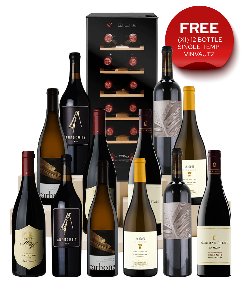 California Mixed Wine Value Pack - FREE Wine Fridge (12 Btls)