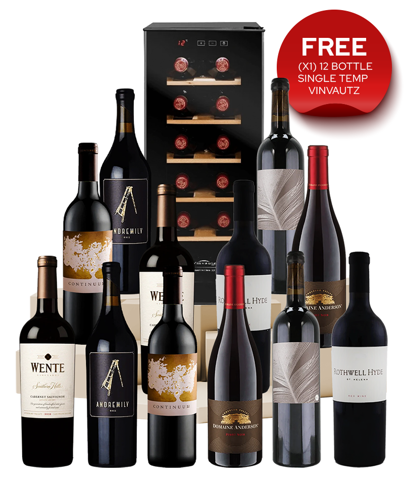 California Red Wine Value Pack - FREE Wine Fridge (12 Btls)